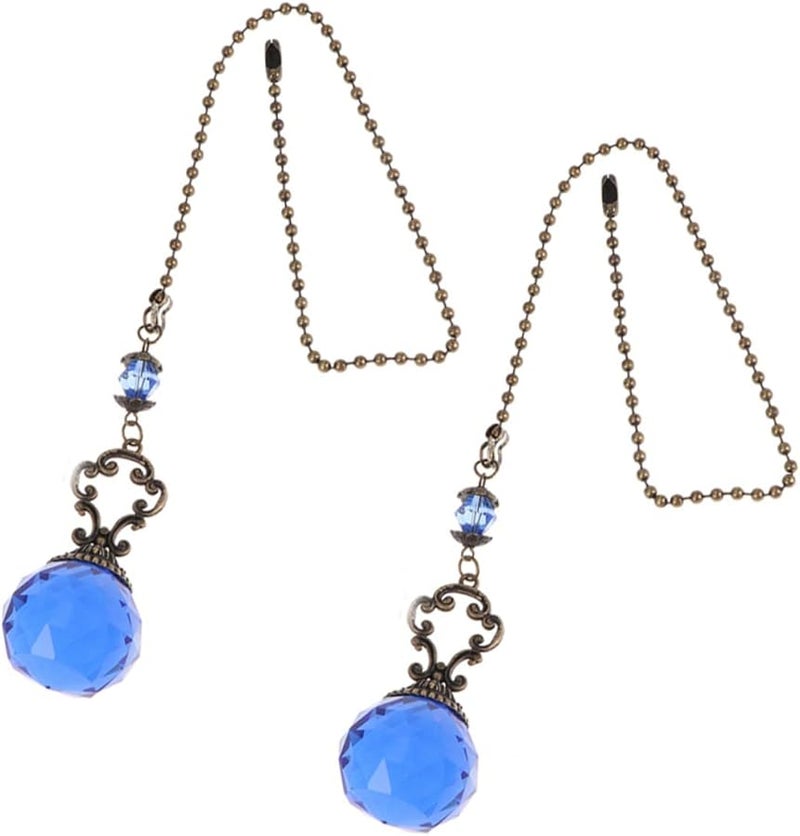 سلسلة سحب مروحة سقف كريستال بال امتداد 2 قطعة لتزيين مصباح معلق - Image 1