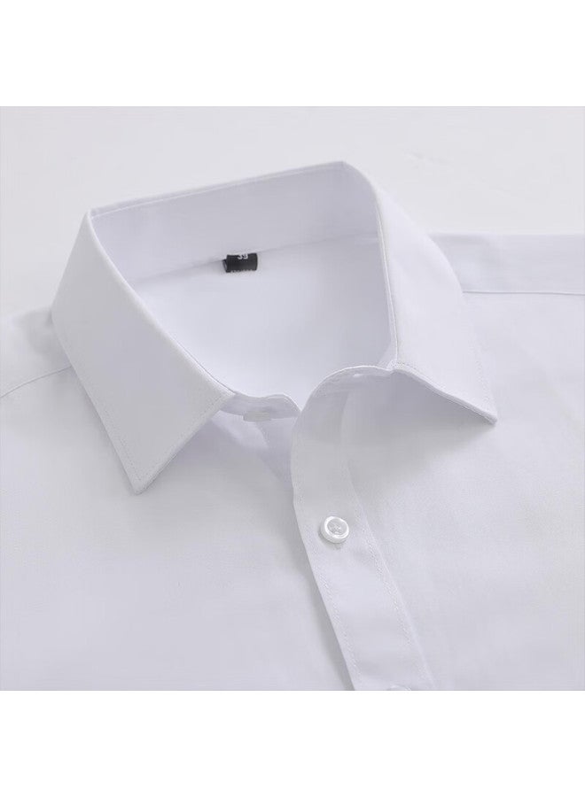 ROMON Romon Solid Color Business Professional Formal Wear Men's White Shirt Work Uniform Men's Short-sleeve Shirt Cs72 White 5xl  - Image 3