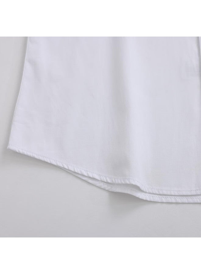 ROMON Romon Solid Color Business Professional Formal Wear Men's White Shirt Work Uniform Men's Short-sleeve Shirt Cs72 White 5xl  - Image 5