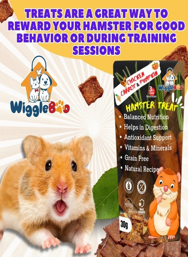 WiggleBoo مكافآت ويغل بو للهامستر بنكهة الدجاج والجزر واليقطين | غنية بالبروتين | مزيل طبيعي للسموم | وجبة خفيفة مقرمشة (30 غرام) - Image 4