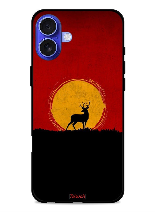 Tolwak Apple iPhone 16 Protective Case Cover Deer And Moon Artwork - Image 1