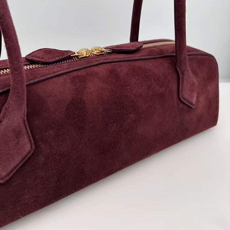 French Niche Sausage Bag Vintage Underarm Baguette Bag Suede Commuter Fashionable All-Match Shoulder Handbag Women'S Bag - Image 5