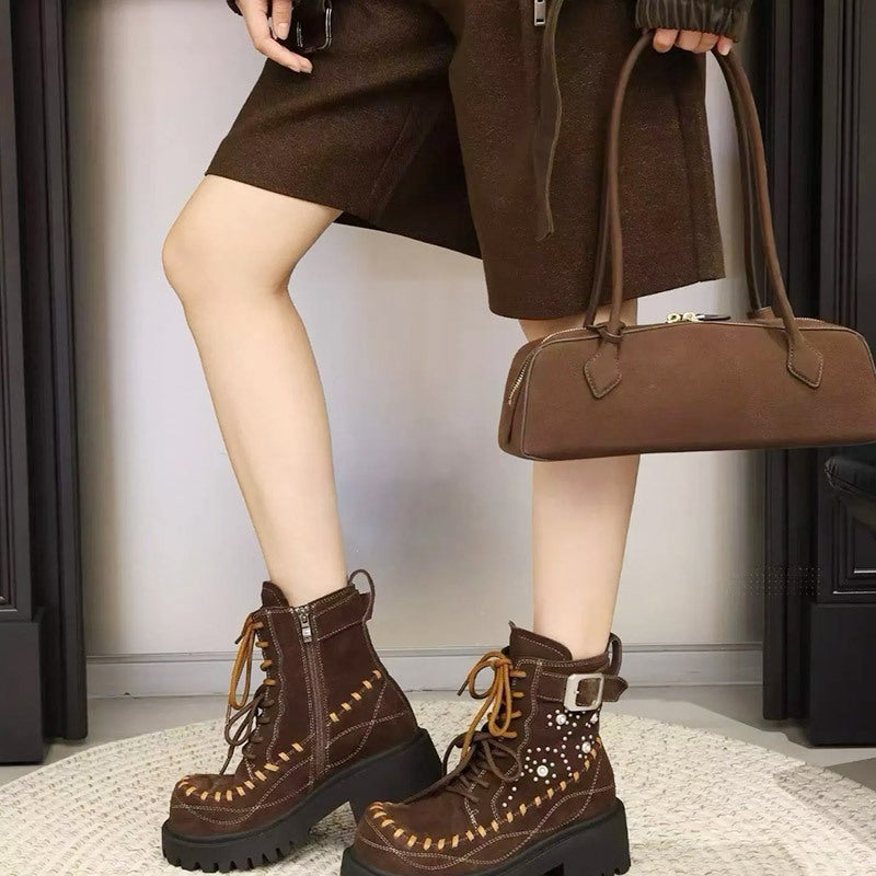 French Niche Sausage Bag Vintage Underarm Baguette Bag Suede Commuter Fashionable All-Match Shoulder Handbag Women'S Bag - Image 3