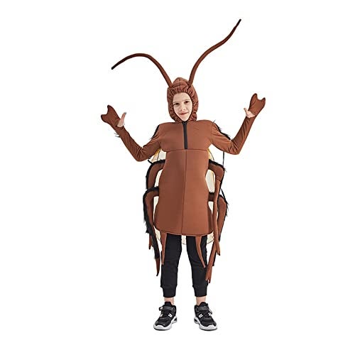 STIOEDYUAN Kids Cockroach Costume for Boys Girls Halloween Costume One Piece Outfit Funny Gag Gift Zipper Hood Novelty Brown One Size - Image 1