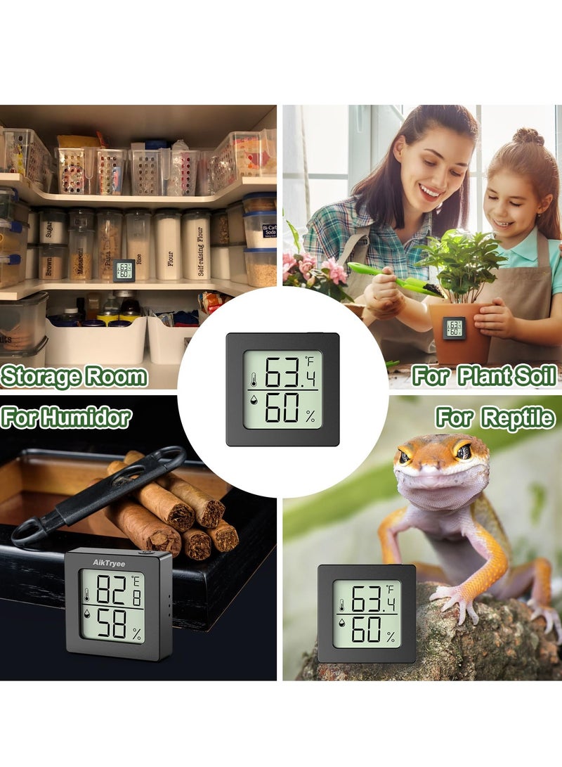 Excefore Digital Hygrometer, Thermometer,  2 Pcs Room Thermometer, Indoor Thermometer Humidity, Mini Hygrometer Thermometer, with Temperature and Humidity Monitor, for Greenhouse Cellar (Black) - Image 5