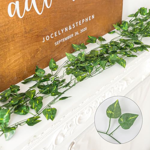 CEWOR 48 Pack 7 Feet Artificial Ivy Garlands, Fake Vines Greenery Hanging Plants Green Leaves Backdrop for Room Bedroom Wall Decor, Jungle Themed Party Wedding Decorations - Image 3