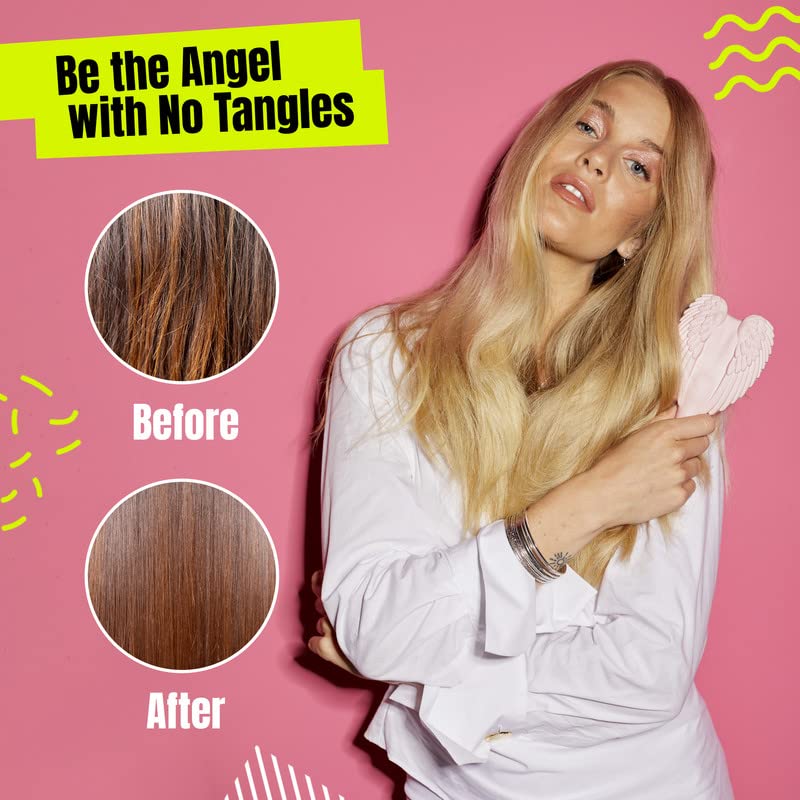 Tangle Angel Detangling Hair Brush Anti Static Angel Wing Hair Brush with Soft Flexible Bristle for Straight Wavy Hair Tangle Angel Hair Detangler Brushes for Blow Drying Shower Gloss White Pink - Image 5