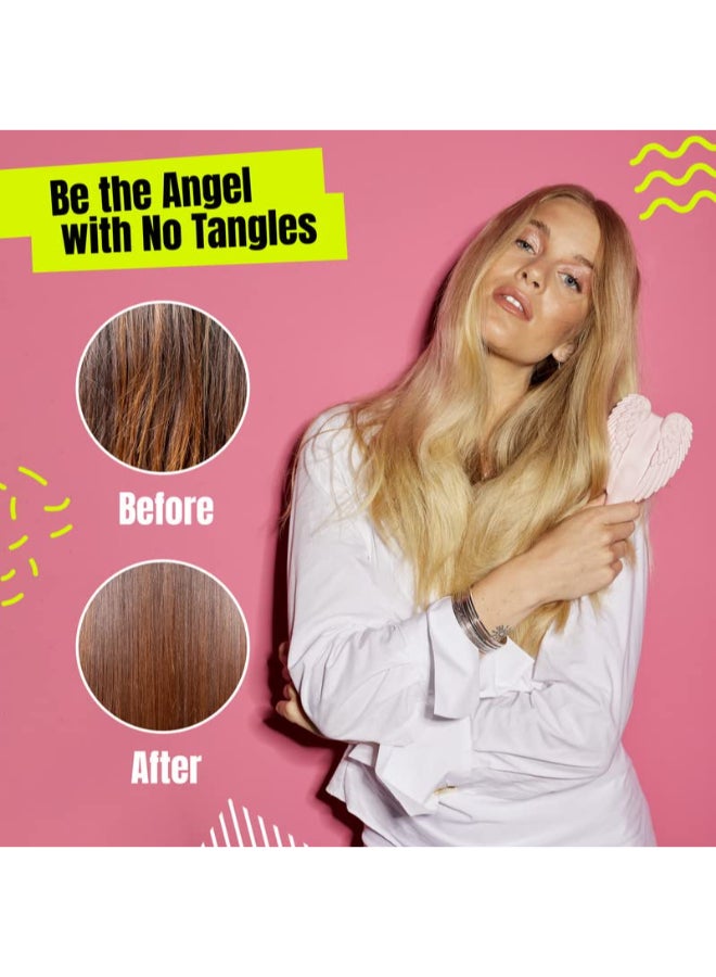 Tangle Angel Detangling Hair Brush Anti Static Angel Wing Hair Brush with Soft Flexible Bristle for Straight Wavy Hair Tangle Angel Hair Detangler Brushes for Blow Drying Shower Gloss White Pink - Image 4