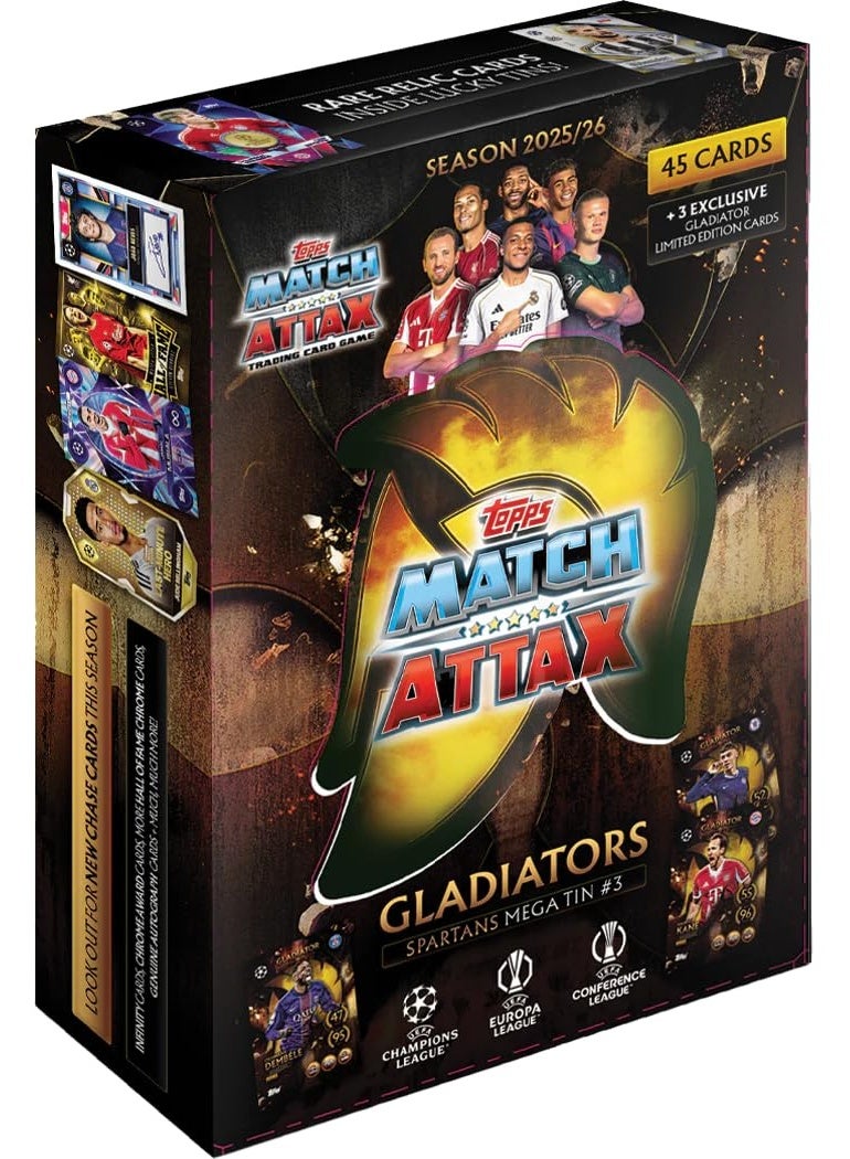 توبس لعبة بطاقات التداول والتحصيل Topps UCC Match Attax 2025/26 (العلبة المعدنية الضخمة 3 - سبارتانز) - Image 1