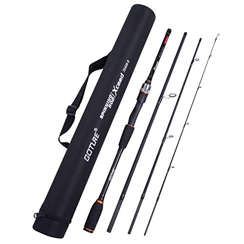 Goture 4 Piece Travel Spinning Fishing Rods Portable 4 Sections Lightweight Carbon Fiber Poles M Power MF Action 8ft - Image 1