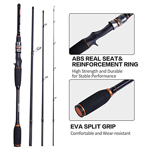 Goture 4 Piece Travel Spinning Fishing Rods Portable 4 Sections Lightweight Carbon Fiber Poles M Power MF Action 8ft - Image 4