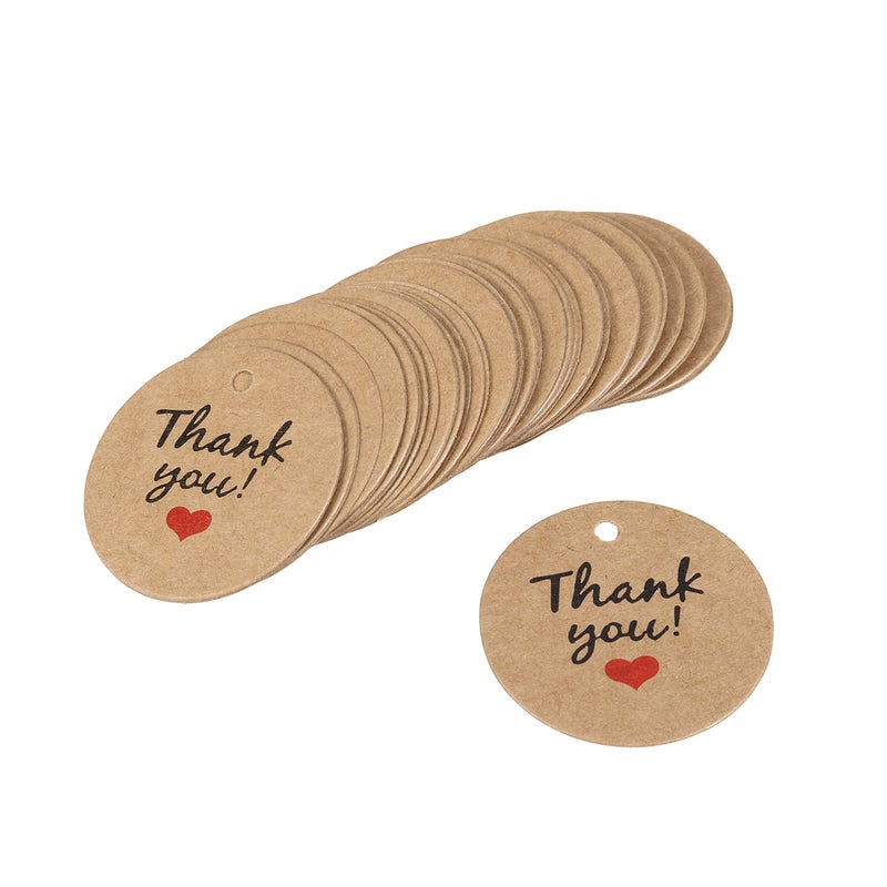 200PCS Kraft Paper Gift Hangtag Decor Round Thank You Hanging Tags for Wedding Party (2) - Image 1