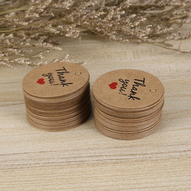 200PCS Kraft Paper Gift Hangtag Decor Round Thank You Hanging Tags for Wedding Party (2) - Image 3