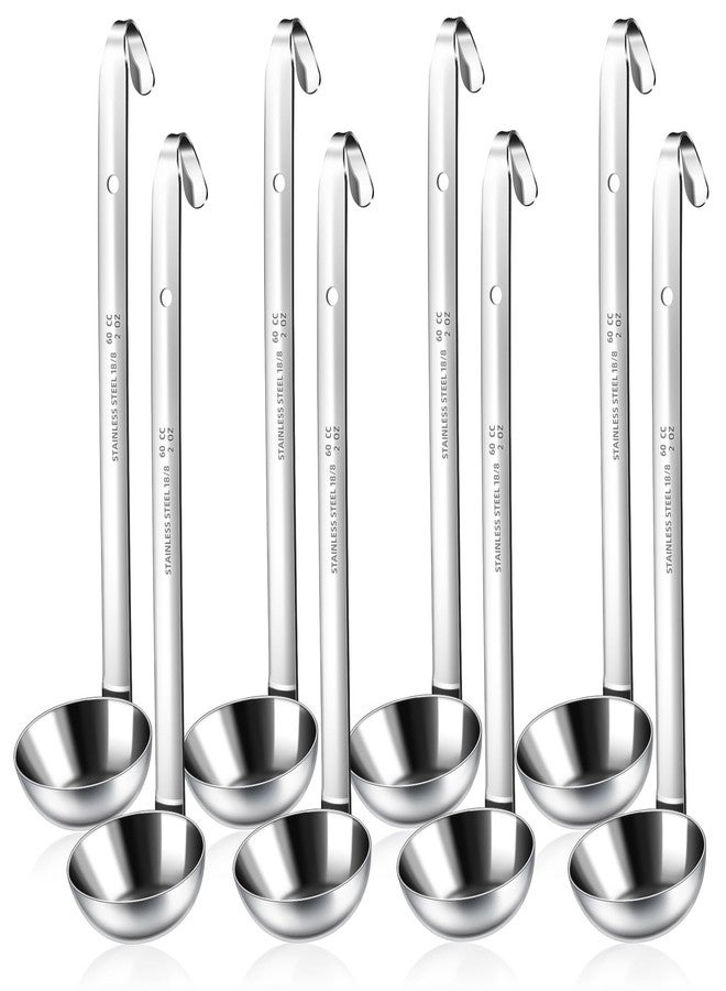 BARAFAT 8pcs Stainless Steel Ladle 2 Oz Soup Ladle 10" long Spoon Heavy-Duty Metal Spoon Sets big spoons for cooking Serving Soups, Gravy, Portioning, Stirring - Image 1
