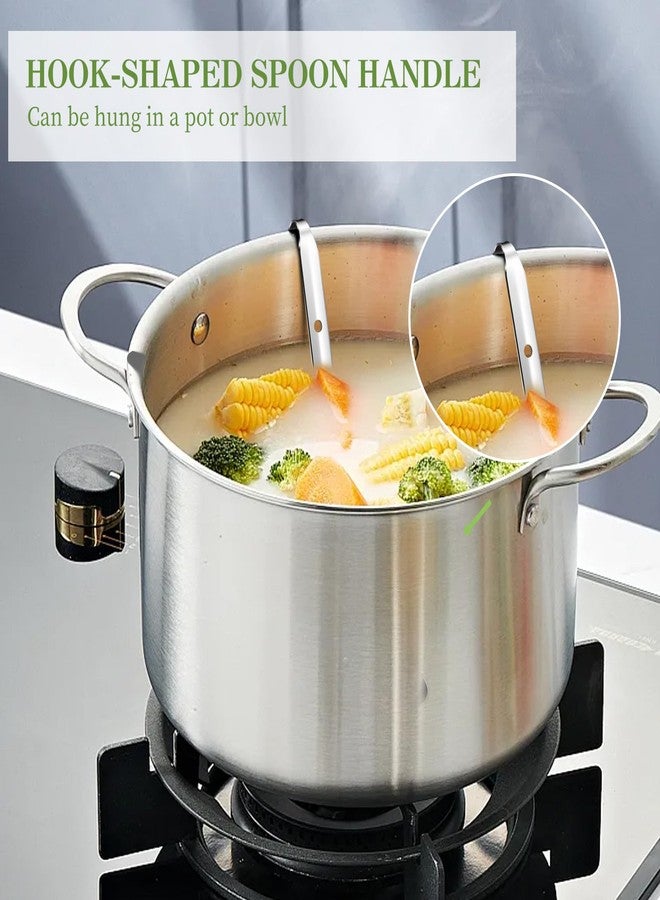 BARAFAT 8pcs Stainless Steel Ladle 2 Oz Soup Ladle 10" long Spoon Heavy-Duty Metal Spoon Sets big spoons for cooking Serving Soups, Gravy, Portioning, Stirring - Image 5