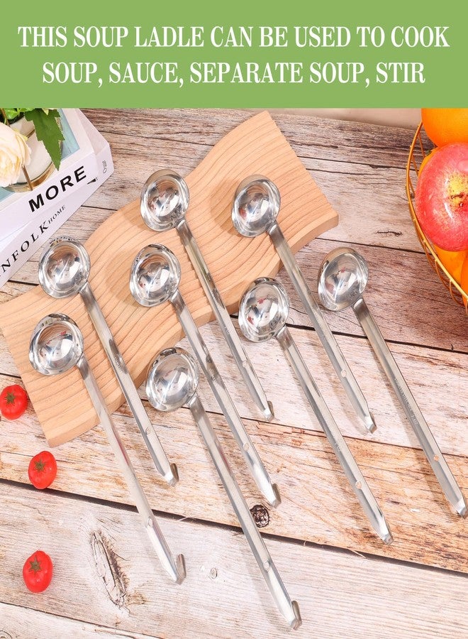 BARAFAT 8pcs Stainless Steel Ladle 2 Oz Soup Ladle 10" long Spoon Heavy-Duty Metal Spoon Sets big spoons for cooking Serving Soups, Gravy, Portioning, Stirring - Image 2