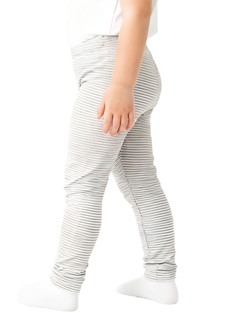 ويني بي بنطلون ضيق مخطط من القطن للأطفال البنات، بنطلون ضيق ناعم ومرن من عمر 1 إلى 6 سنوات - Image 1