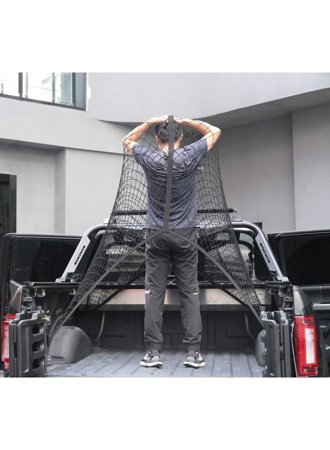 SENYAZON Highly Elastic Cargo Net, Simple Truck Bed Cargo Mesh Organizer, Suitable for Daily Light Loads of Trucks, 4'x4' Stretches to 7'x7' (Single Layer) - Image 2