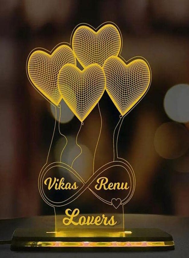 ELTON CRAFT® Personlized Acrylic Heart Shape Table lamp for cupple Child Girls Boys Friends on Special Days Size (12 * 8) inch - Image 1