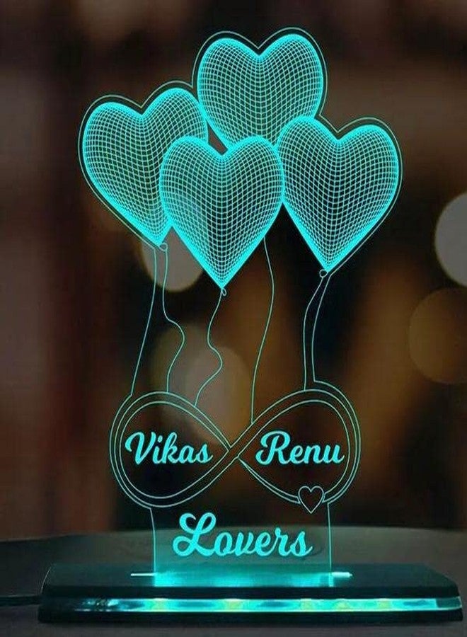 ELTON CRAFT® Personlized Acrylic Heart Shape Table lamp for cupple Child Girls Boys Friends on Special Days Size (12 * 8) inch - Image 4