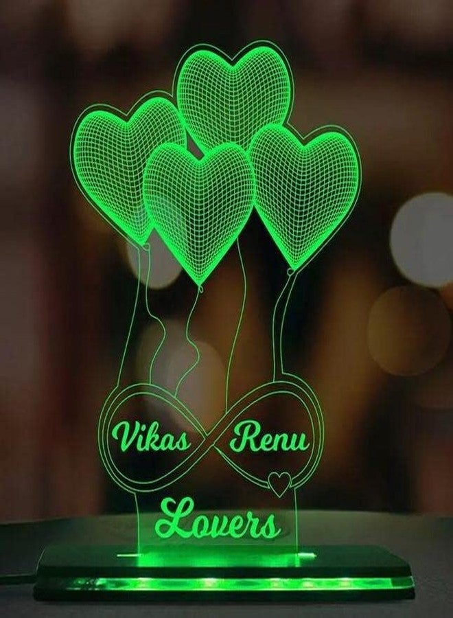 ELTON CRAFT® Personlized Acrylic Heart Shape Table lamp for cupple Child Girls Boys Friends on Special Days Size (12 * 8) inch - Image 3