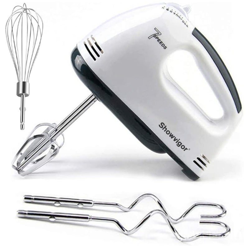 Showvigor Electric Hand mixer 7 Adjustable Speed 180W Handheld Mixer Electric Whisk with 5 Stainless Steel Accessories Turbo BoostSelfControl Speed Eject Button Food Beater for Cakes Eggs