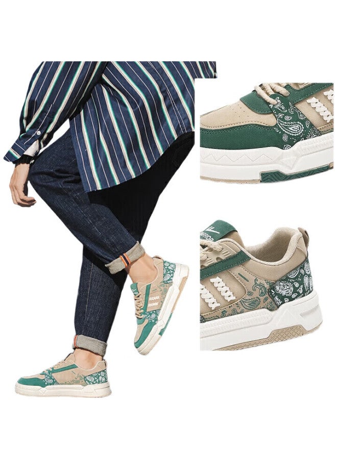 Warrior Official Men'S Shoes, Winter Retro Versatile Thick-Soled Heightening Sneakers, Men'S Sports Shoes, Casual Shoes, Khaki Green, Size 44 - Image 2