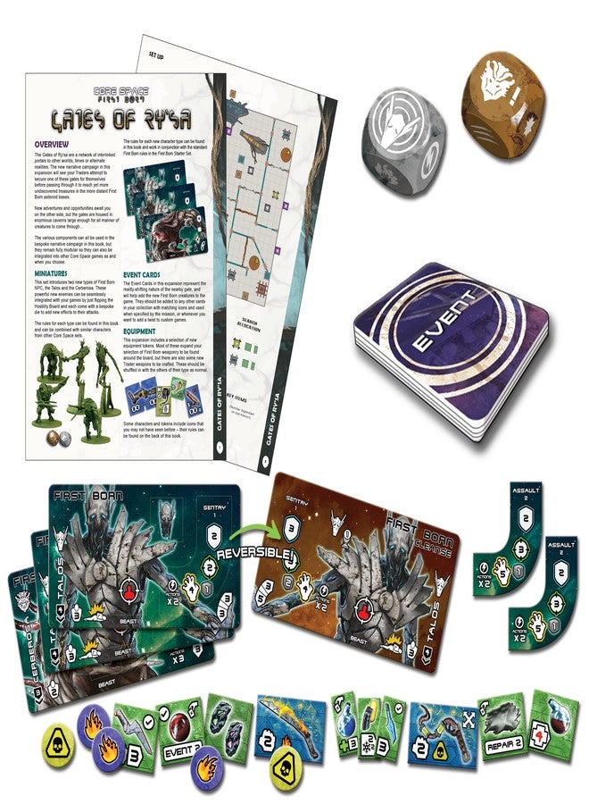Battle Systems Core Space First Born: Gates of Ry'sa Expansion - Battle Systems Cooperative/Solo SciFi Dungeon Crawler Board Game - Image 3