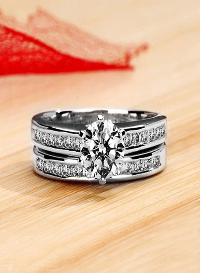 Peora American Diamond Studded Silver Plated Finger Ring Set of 2 Fashion Wear Stylish Jewellery Gift for Girls & Women (PX8R90) - Valentines Gift for Her - Image 2