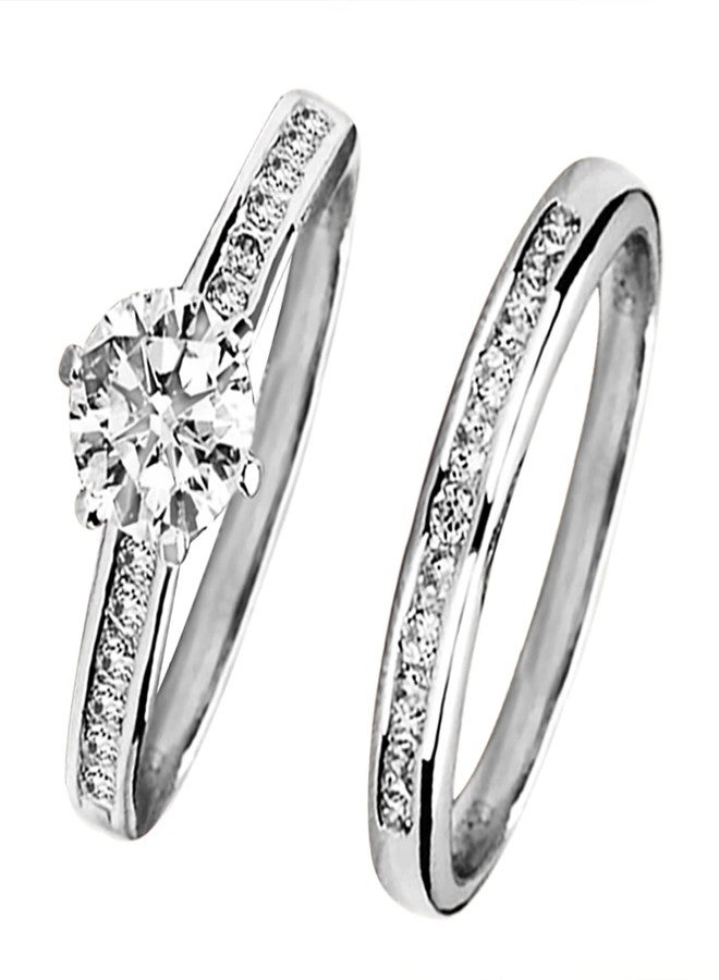 Peora American Diamond Studded Silver Plated Finger Ring Set of 2 Fashion Wear Stylish Jewellery Gift for Girls & Women (PX8R90) - Valentines Gift for Her - Image 1