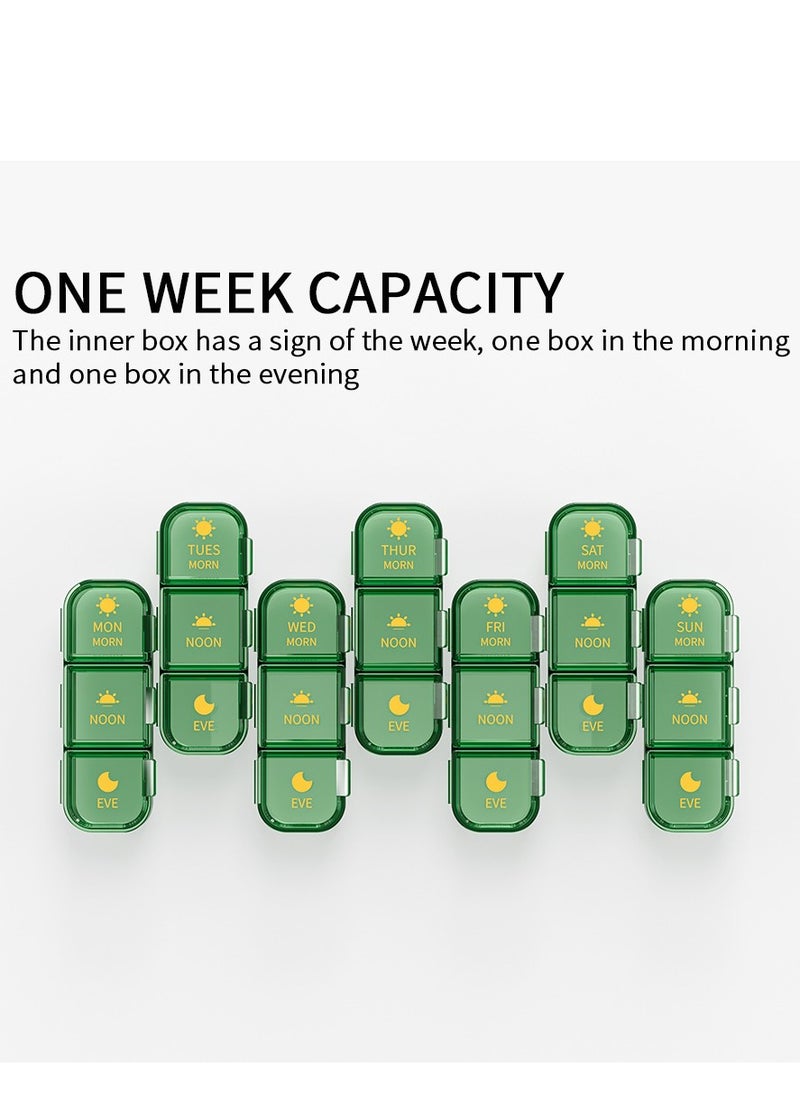 Generic Weekly Pill Dispensers/Organizer , 3 Times A Day, 7 Day Pill Box/Container, Large Compartments Travel Moisture-Proof Medicine Case for Fish Oil Vitamins Pills (Transparent Green)  - Image 3