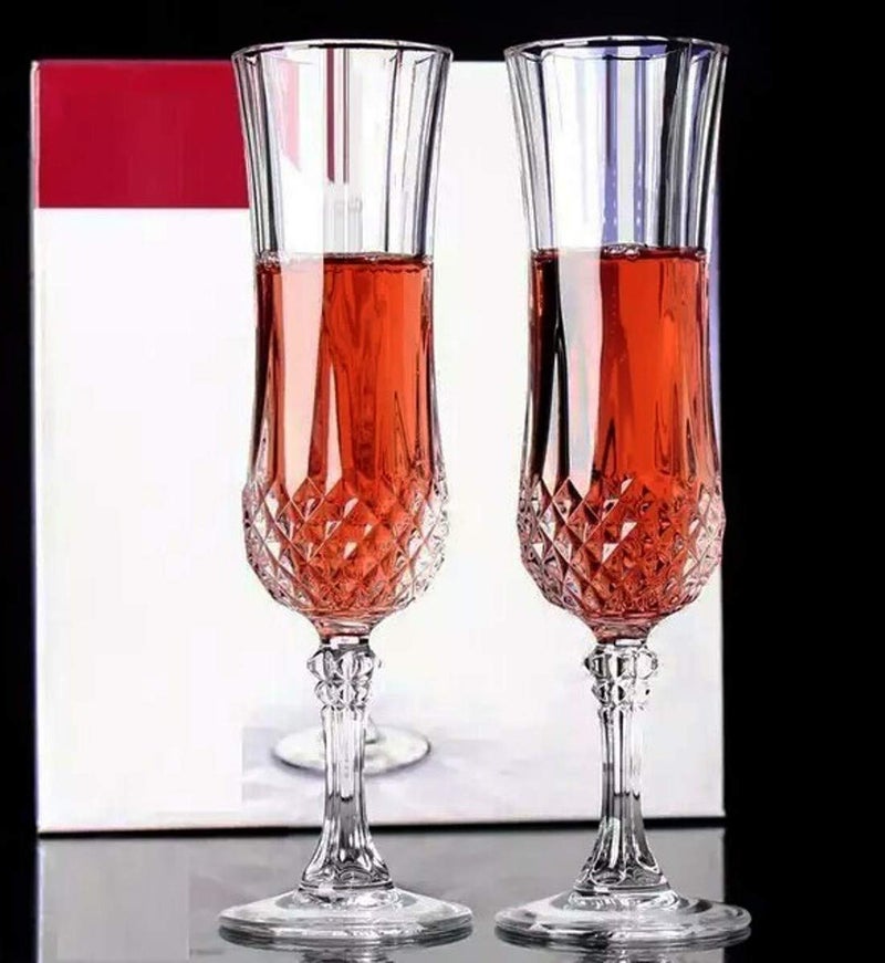 Nirgun Empex Long Champ Wine Glass Beer Whiskey Glass Classic Style Glass Diamond Red Wine Glasses Champagne Cup of Whisky Nordic Wineglass160 ML Set of 6 - Image 4