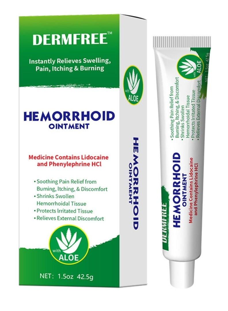 DERMFREE Hemorrhoid Ointment 42.5g Hemorrhoid Treatment Hemorrhoid Cream for Hemorrhoid Discomfort, Cooling Formula with Soothing Ingredients Targets Pain Swelling and Itching Fast Acting Ointment  - Image 1