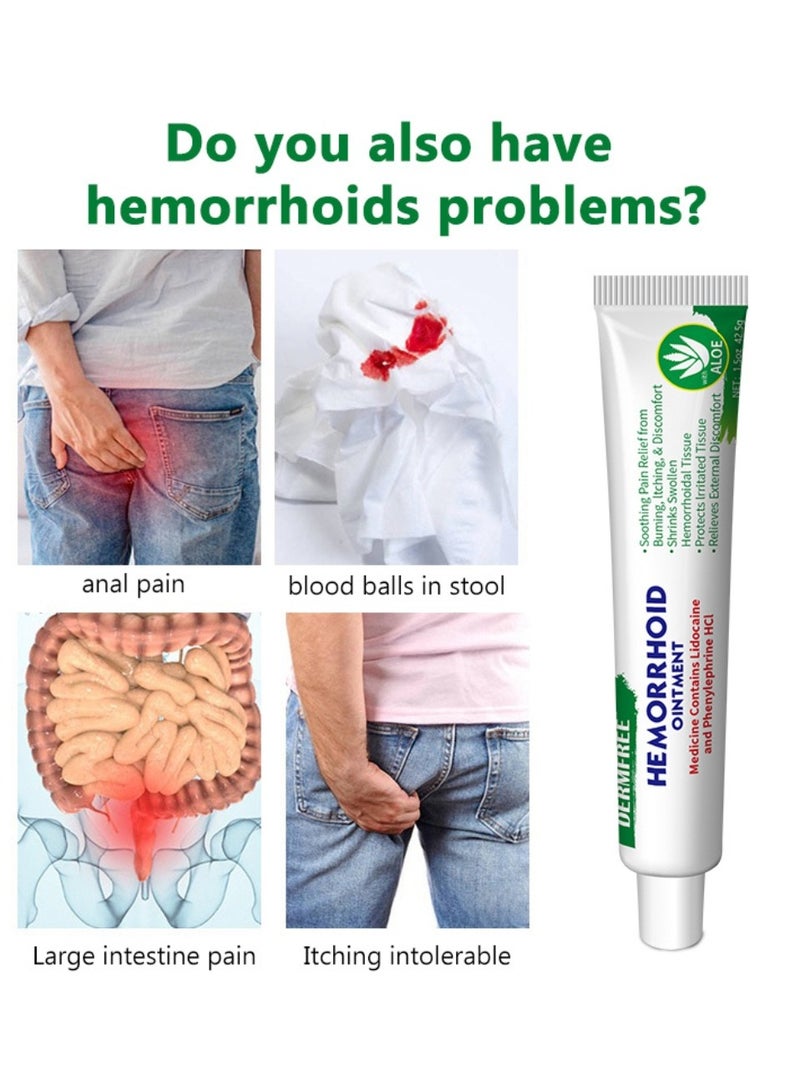 DERMFREE Hemorrhoid Ointment 42.5g Hemorrhoid Treatment Hemorrhoid Cream for Hemorrhoid Discomfort, Cooling Formula with Soothing Ingredients Targets Pain Swelling and Itching Fast Acting Ointment  - Image 4