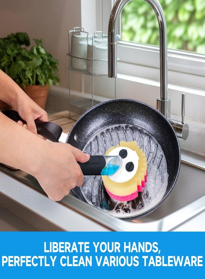 AMAZYC-US Smile Sponge Dish Wand Sponge Holder for Round Smiley Face Sponge Soap Dispensing Handle for Round Smiley Face Sponge Upgraded Design - Image 4