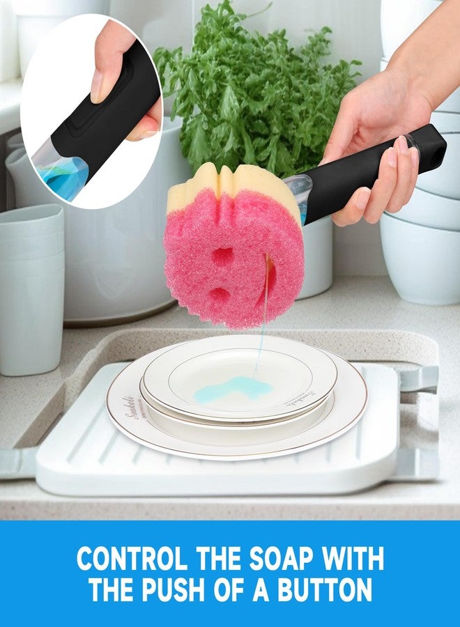 AMAZYC-US Smile Sponge Dish Wand Sponge Holder for Round Smiley Face Sponge Soap Dispensing Handle for Round Smiley Face Sponge Upgraded Design - Image 2