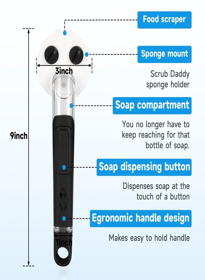 AMAZYC-US Smile Sponge Dish Wand Sponge Holder for Round Smiley Face Sponge Soap Dispensing Handle for Round Smiley Face Sponge Upgraded Design - Image 5