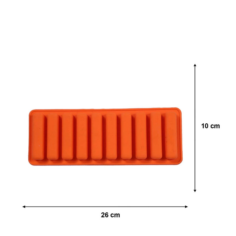 MoldBerry Silicone Ice Cube Tray Mould for Water Bottle Silicone Small Rectangle Shapes 10 Cavity Mold for Freezer Cocktail Whiskey Coffee Fruit Juice for Water Bottle Tray Maker Size 10 x 26 x 2 cm Pack of 1 Multi Color - Image 2
