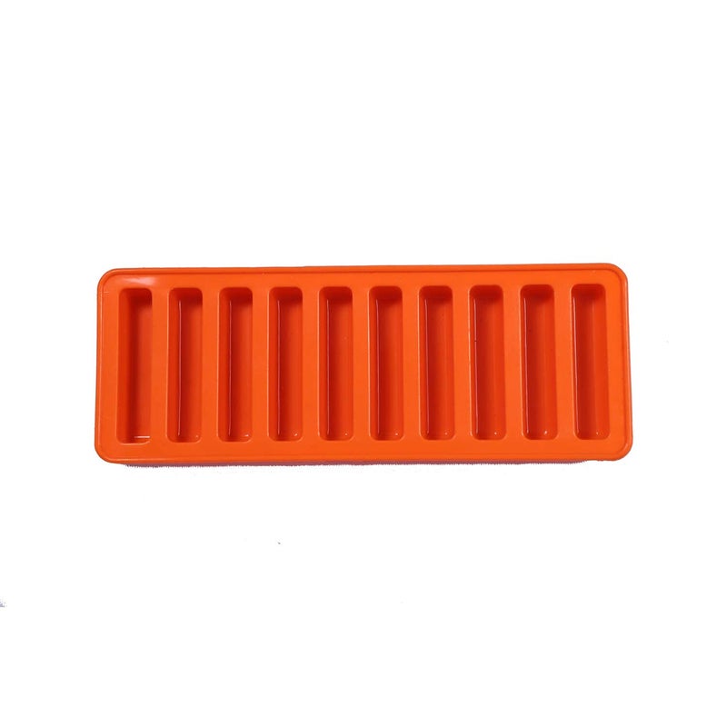 MoldBerry Silicone Ice Cube Tray Mould for Water Bottle Silicone Small Rectangle Shapes 10 Cavity Mold for Freezer Cocktail Whiskey Coffee Fruit Juice for Water Bottle Tray Maker Size 10 x 26 x 2 cm Pack of 1 Multi Color - Image 1