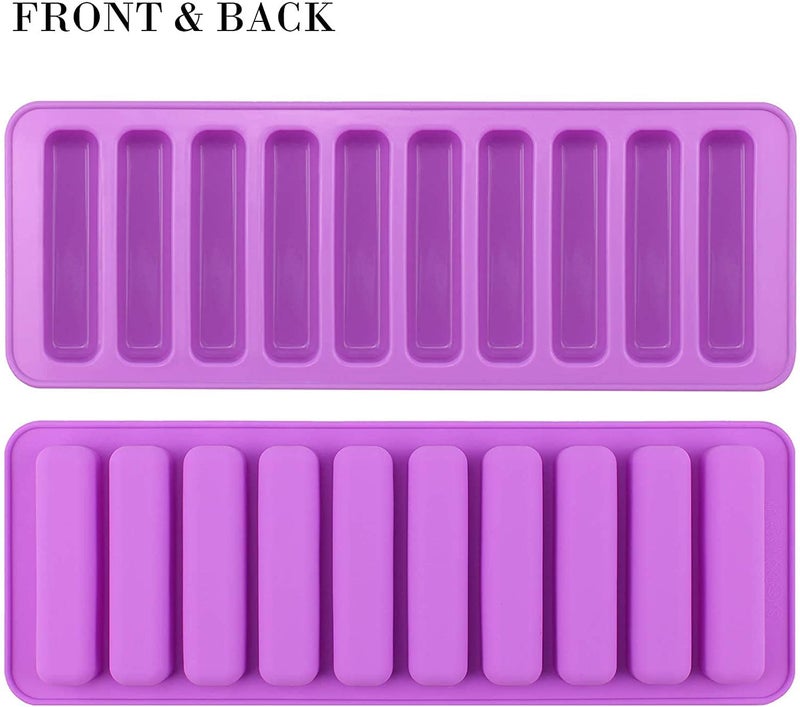 MoldBerry Silicone Ice Cube Tray Mould for Water Bottle Silicone Small Rectangle Shapes 10 Cavity Mold for Freezer Cocktail Whiskey Coffee Fruit Juice for Water Bottle Tray Maker Size 10 x 26 x 2 cm Pack of 1 Multi Color - Image 3