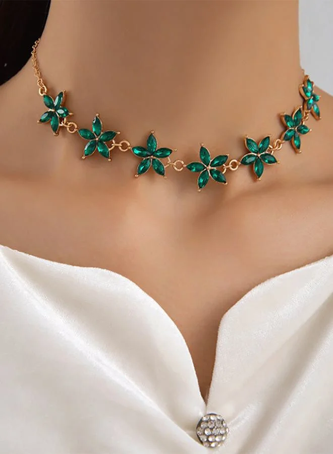 Styli Flower Gem Stone Necklace