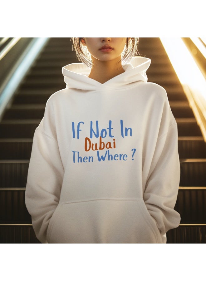 هودي مطبوع أبيض – تصميم,05 مزيج قطن ناعم, للجنسين - Image 1