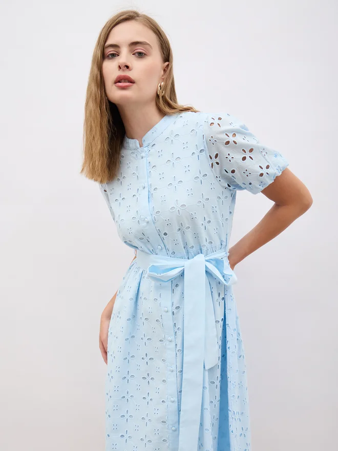 Styli Eyelet Midi Dress