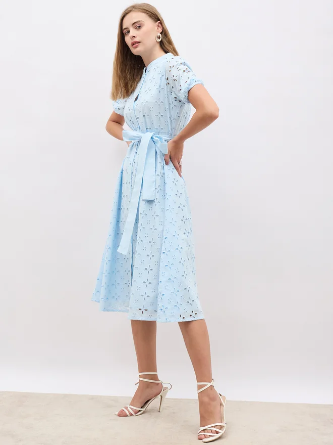 Styli Eyelet Midi Dress