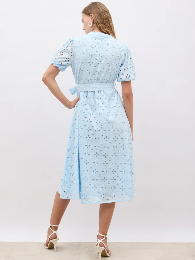 Styli Eyelet Midi Dress