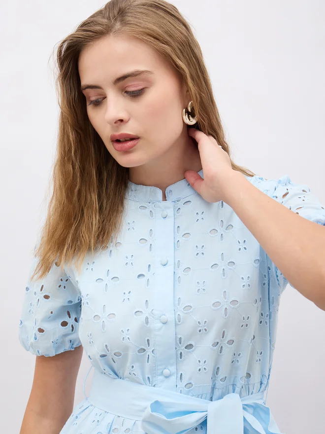 Styli Eyelet Midi Dress