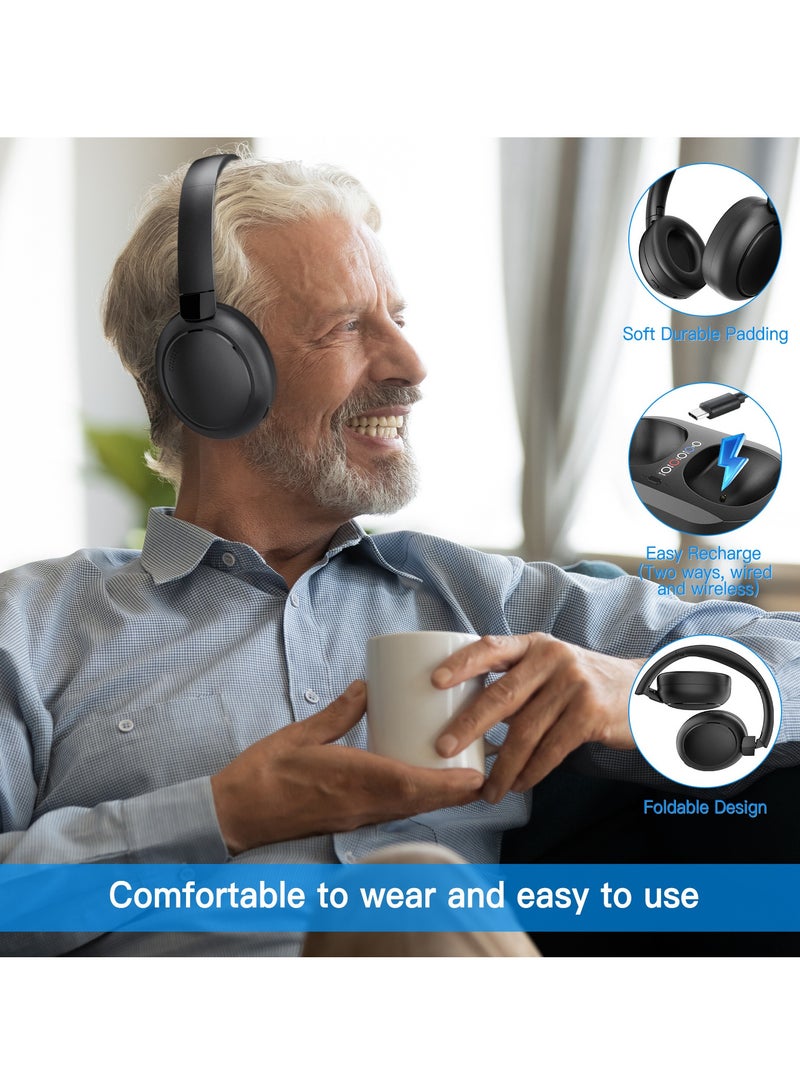 سماعة رأس بلوتوث، سماعة تلفزيون لاسلكية مزدوجة الوضع، سماعات رأس لاسلكية مريحة ومحمولة، سماعة رأس ستيريو عالية الجودة لألعاب الموسيقى التلفزيونية، (قطعة واحدة، أسود) - Image 2