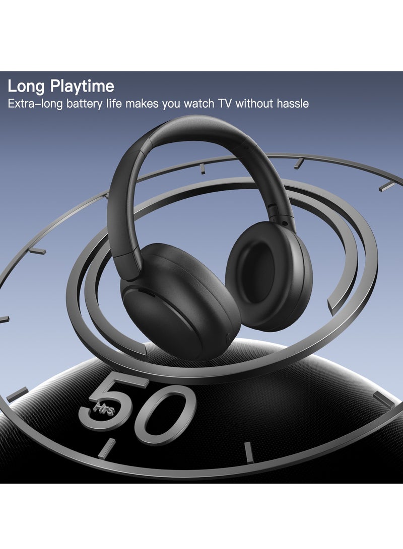 سماعة رأس بلوتوث، سماعة تلفزيون لاسلكية مزدوجة الوضع، سماعات رأس لاسلكية مريحة ومحمولة، سماعة رأس ستيريو عالية الجودة لألعاب الموسيقى التلفزيونية، (قطعة واحدة، أسود) - Image 3