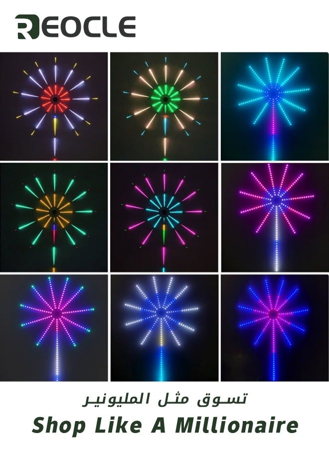 REOCLE Smart LED Firework Strip Lights with Remote Key Controller USB Powered Color Changing Fireworks Led Lights for Bedroom with Music Sync Effect RGB Led Strip Lights for Room Decor Party Gaming Room - Image 2