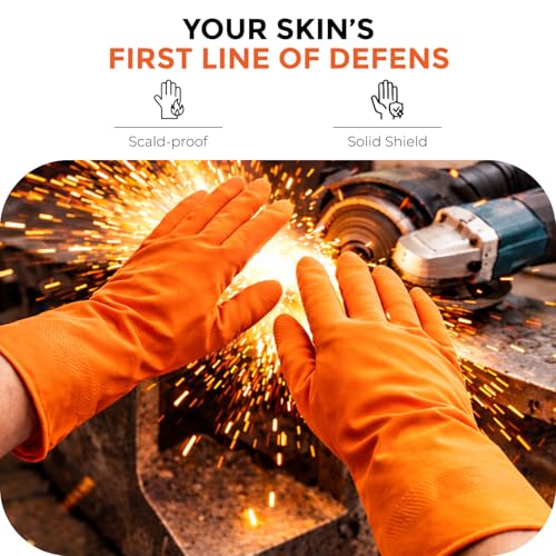 LADWA Pre-mium Household Rubber Hand gloves orange Color (1 Pair) for Dishwashing, gardening, kitchen cleaning - Image 5